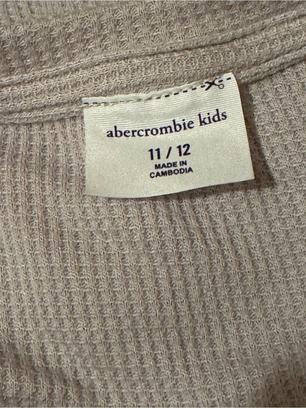 abercrombie kids Waffle-Knit Top in Beige - Picture 2 of 4
